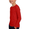 thumbnail image 2 of Boys Girls UPF 50+ Sun Protection Shirts Long Sleeve Round Neck Casual Sunscreen Clothes Red 13-14Years, 2 of 8