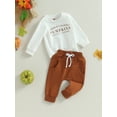 thumbnail image 3 of Wassery Baby Boys 2PCS Halloween Outfits Set 6M 12M 18M 24M 3T Toddler Pants Set Long Sleeve Letters Print Sweatshirt + Sweatpants  Fall Casual Clothes, 3 of 9