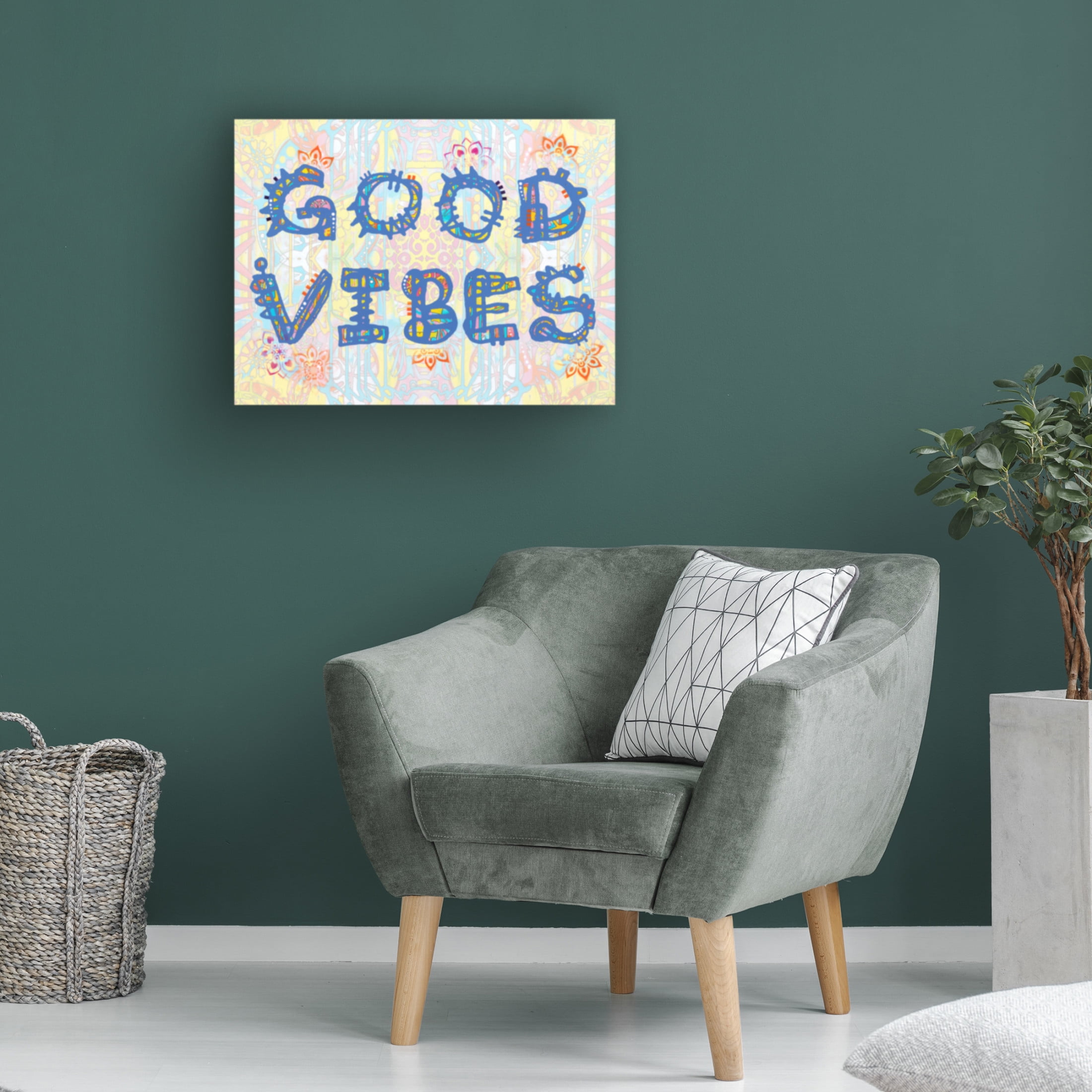 Canvas Wall Art - Dean Russo 'Good Vibes' Wall Art for Living Room, Bedroom, or Office Décor by Trademark Fine Art - 47 x 35 Inches