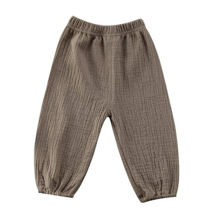 

Licupiee Toddler Infant Baby Boy Girl Spring Autumn Clothes Kid Long Cotton Linen Bloomers Elastic Harem Pants