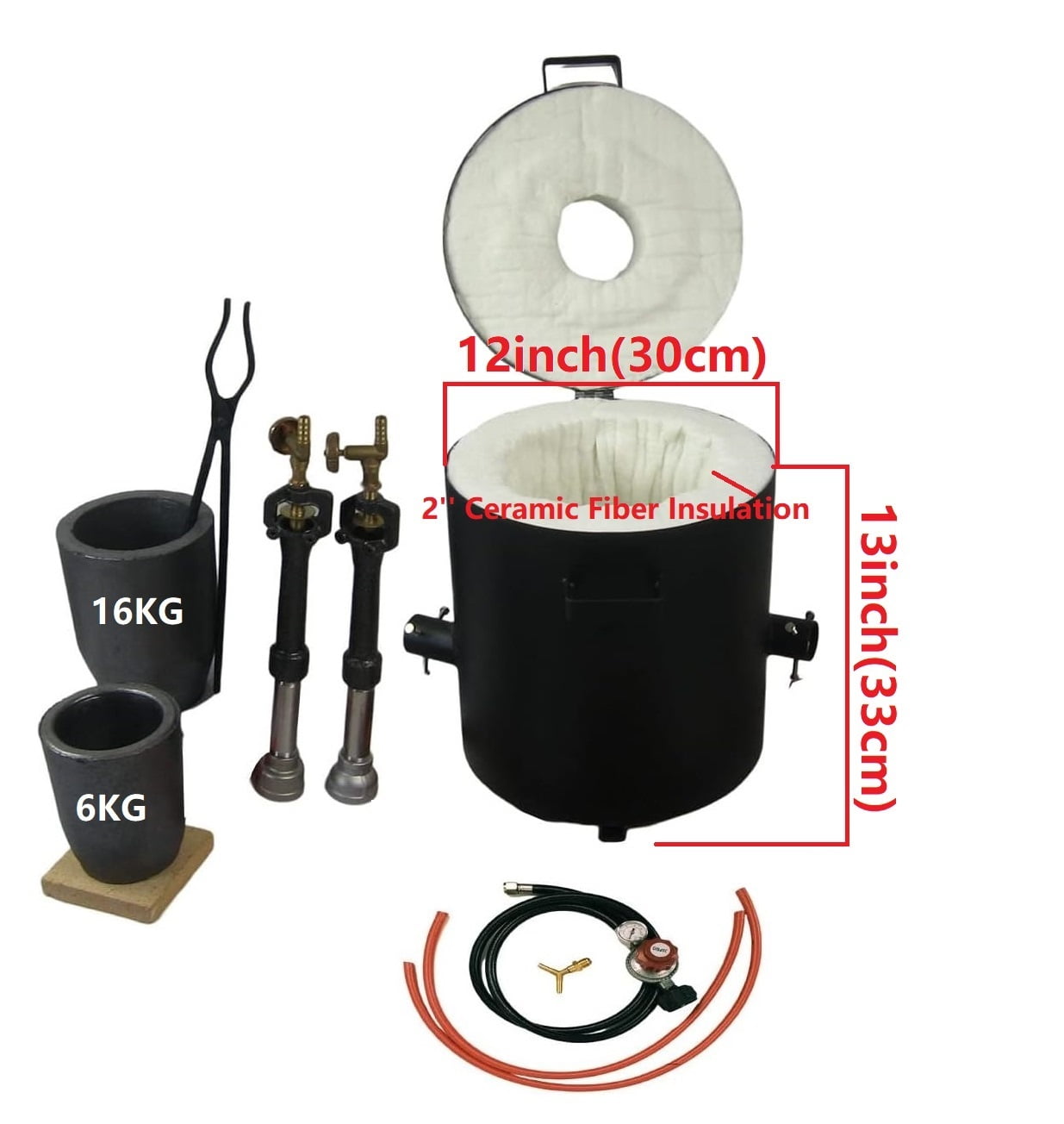 LSMIITTH - Kit de horno de fusión de metal a gas de 16 kg, 3500 °F/1450