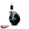 thumbnail image 2 of 5 Inch Soft Rubber Swivel 1-3/8 Inch Expanding Stem Caster with Brake SCC, 2 of 2