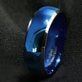 thumbnail image 5 of Tungsten Rings for Men Wedding Bands for Him 8mm Blue Domed with Beveled Silver Edges, 5 of 8