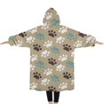 thumbnail image 2 of Oversized Wearable Blanket Hoodie,Paw Prints Sherpa Blanket Hoodie with Super Pockets,Super Warm Fuzzy Pullover for Women & Men, 2 of 6
