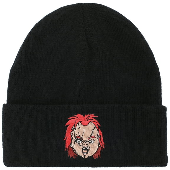Chucky Embroidery Black Acrylic Knit Standard Cuff Beanie