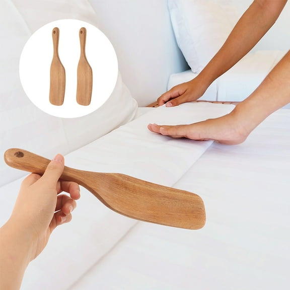 Toyvian Mattress Liffter Bed Sheet Tucking Tool Acacia Wood Light Brown 2Pcs