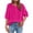 Hot Pink-short sleeve shirts, variant on Plus Size Linen Shirts for Women Puff Half Sleeve Crewneck T-Shirts Trendy Embroidered Blouses Summer Casual Loose Fit Tee