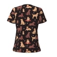 thumbnail image 3 of Goofa Labrador Retriever Dog Pattern Womens Deep V Neck Low Cut Tops Casual Summer Short Sleeve Ribbed Knit T-Shirts-Small, 3 of 5