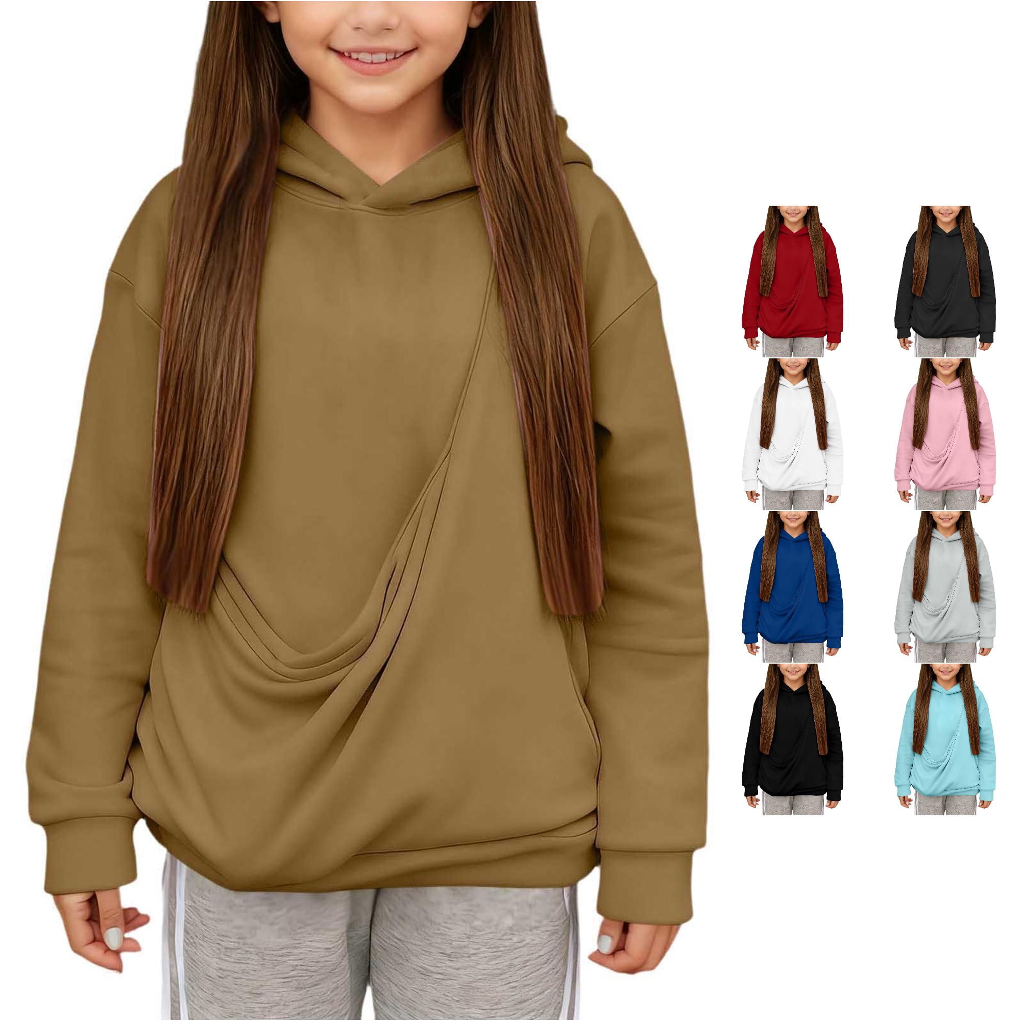 Girls Sweatshirts Puppies Cats Shoulder Straps Pockets Long Sleeve Hooded Sweatshirts Hooded Sweatshirts Boys Hoodie Size 7-8 Years