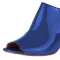 thumbnail image 3 of YDN Women Stylish Peep Open Toe Block Chunky Low Heel Mules Slide Backless Sandals Pumps Slip On Dress Office Outfit Shoes Size 9 Royal Blue, 3 of 3