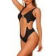 thumbnail image 4 of INSPIRE CHIC Bañadores de Cadena de Oro para Mujeres Monokini con Escote en V, Traje de Baño de Corte 1 Pieza X-Small Negro, 4 of 5