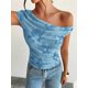 thumbnail image 4 of Blusa Asimétrica Azul Con Hombro Descubierto Y Estampado Floral, 4 of 30