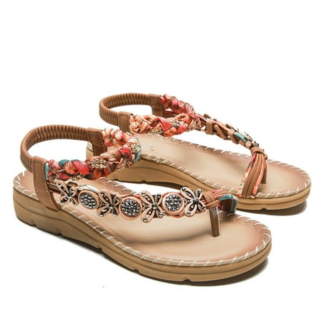 

ZhuYan Women s Sandals Clearance Women Dressy Comfy Platform Casual Shoes Summer Beach Travel Slipper Flip Flops Brown