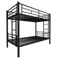 thumbnail image 5 of Twin Over Twin Metal Bunk Bed with Ladder & High Guardrail,Heavy Duty Metal Bed Frame,Convertible Into 2 Beds,Space-Saving,Noise Free,Black, 5 of 5