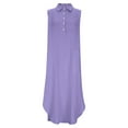thumbnail image 6 of Rciityk Womens Summer Dresses Solid Color Sleeveless V Neck Button Maxi Dresses with Pockets Loose Fits Turndown Collar Casual Dress for Beach Vacation Daily Wear, 6 of 7