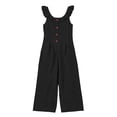 thumbnail image 7 of Sokhug Women's Wide Leg Jumpsuit Ruffle Strap Button Front Casual Loose Fit Summer Romper Overalls with Pockets, 7 of 7