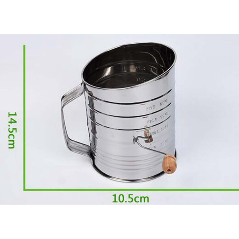 Natizo Stainless Steel 3-Cup Flour Sifter - Lid and Bottom Cover