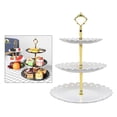 thumbnail image 2 of Soporte para cupcakes de 3 niveles, torre para cupcakes, soporte de plástico para servir postres Blanco, 2 of 5