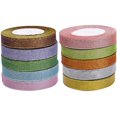 thumbnail image 2 of 10 Rolls 3/5 Inch Width Metallic Glitter Ribbon for Holiday Wedding Party Decoration Gift Wrapping, 2 of 7