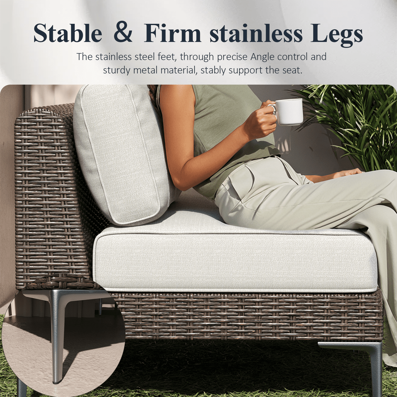 LayinSun 9-Piece Wicker Rattan Patio Furniture Set, Deep Seating Outdoor Modular Sectional Sofa Conversation Set with Thick Cushions for Lawn, Garden