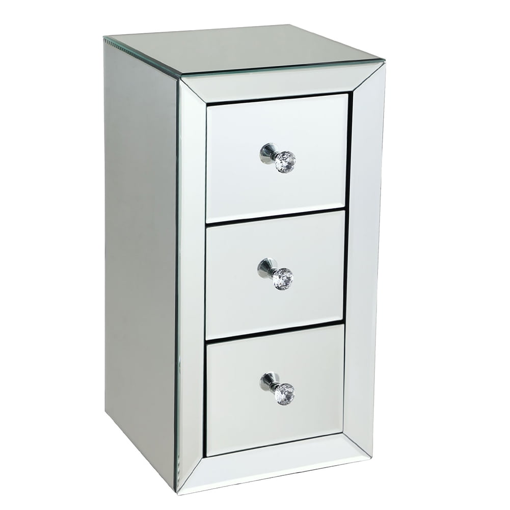 Kepooman Wood Leg Accent Table for Indoor Outdoor, Silver Mirrored Side Table for College Dorm with 3 Drawer, Modern Design Night Stand for Hallway Kepooman Wood Leg Accent Table for Indoor Outdoor, Silver Mirrored Side Table for College Dorm with 3 Drawer, Modern Design Night Stand for Hallway