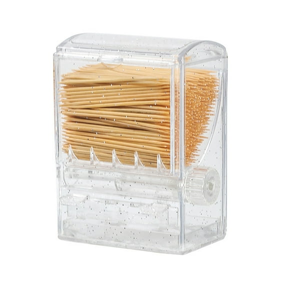 Toothpick Dispenser Creative Clear Knob Switch Acrylic Toothpick Holder Automatic Toothpicks Box For Table Kitchen Home Restaurant Party