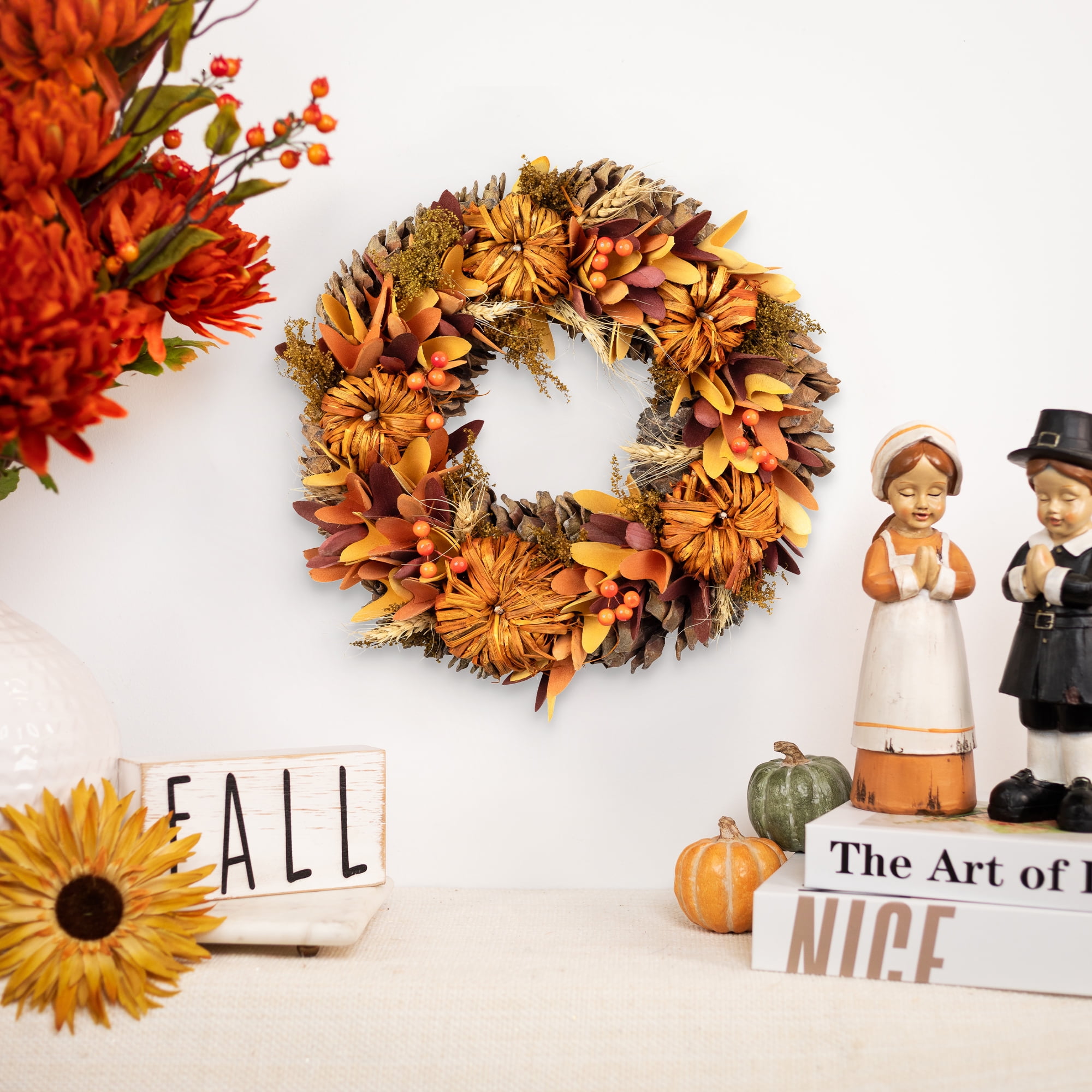 Northlight Mini Pumpkins and Berries Small Fall Harvest Wreath - 13" - Unlit