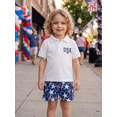 thumbnail image 3 of BemeyourBBs Toddler Baby Boy 4th of July Outfit Infant Baby Boys Independence Day Clothes Patriot Star Printed Short Sleeve Lapel Button Shirt Drawstring Shorts Set Toddler Boys Summer Outfit, 3 of 9