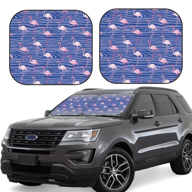 Vsdgher Flamingo Print Car Windshield Sun Shade, Reflective Sunshade Window Sunshade Sun Visor Protector Fit for Cars,Trucks,SUVs-Medium