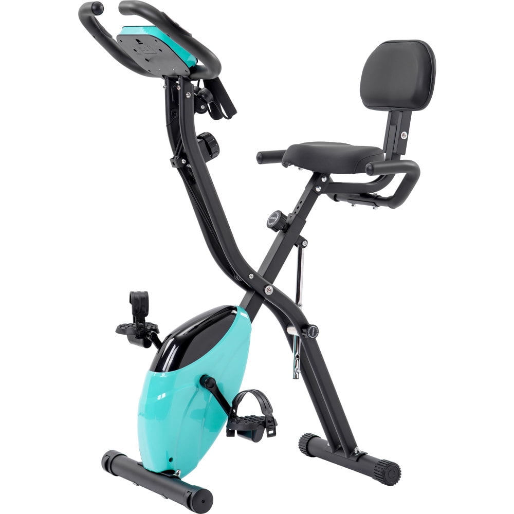Folding Exercise Bike Upright Recumbent X Bike 16 Level Adjustable Resistance Foldable Stationary Bike with LCD Display Arm Bands for Home Gym Workout Multiple colors available
