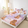 thumbnail image 3 of Erosebridal Kawaii Animals Capybara Full Size Sheets,Pink Bow Stars Cute Rainbow Bed Sheets For Kids Girls 4-Piece, 3 of 6