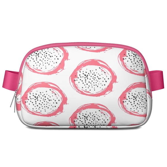 Cute Dragon Fruit Fanny Pack – Kawaii Pitaya Print Belt Bag in Pink & White, Exotic Tropical Fruit Design for Fun & Fresh Aesthetic