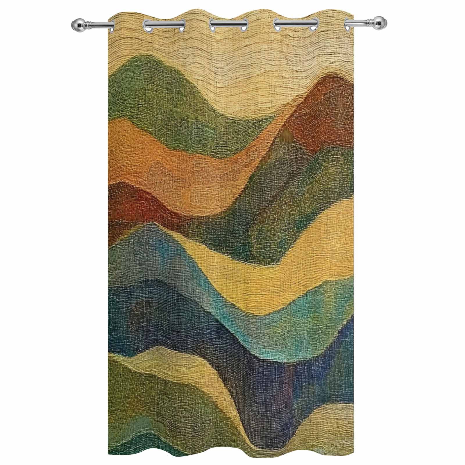 Outdoor Curtains for Patio Waterproof, Vintage Green Yellow Windproof Pravicy Outside Porch Blackout Curtain, Farmhouse Retro Art Sun Blocking Grommets Curtains for Cabana Gazebo 54"x108"