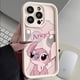 thumbnail image 2 of Disney-funda de silicona a prueba de golpes para iPhone, carcasa bonita de pareja de puntadas rosas para modelos 11, 12, 13, 14, 15 Pro Max, X, XR, XS MAX, 8, 7 Plus, 2 of 4