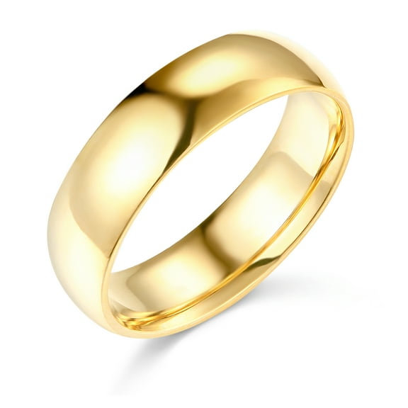 Wellingsale Mens 14k Yellow Gold Solid 6mm CLASSIC FIT Traditional Wedding Band Ring - Size 5