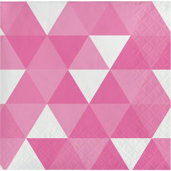 Candy Pink Fractal Beverage Napkins, 16 pk