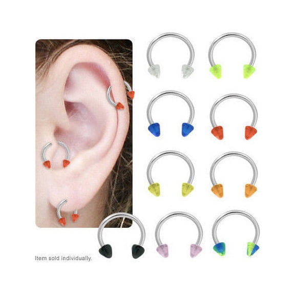Cartilage Tragus Horseshoe Ring Acrylic Spike Bead 316L Surgical Steel