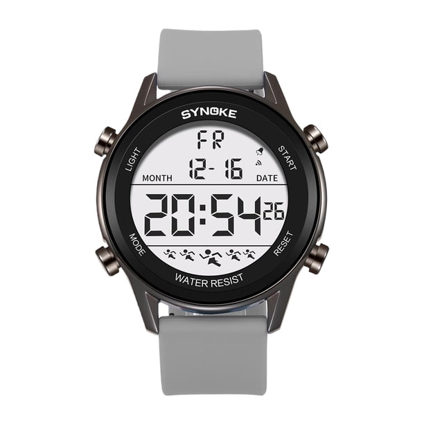 Sidaley Reloj de de silicona con cubierta trasera de plástico ABS para mujer de acero inoxidable. Caja de reloj electrónico Electrónica gris