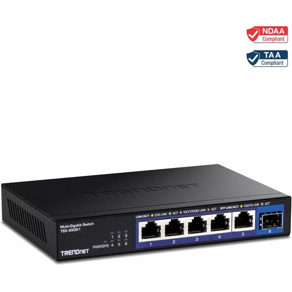 TRENDnet TEG-S5061,6-Port Unmanaged 2.5G Switch with 10G SFP  Port