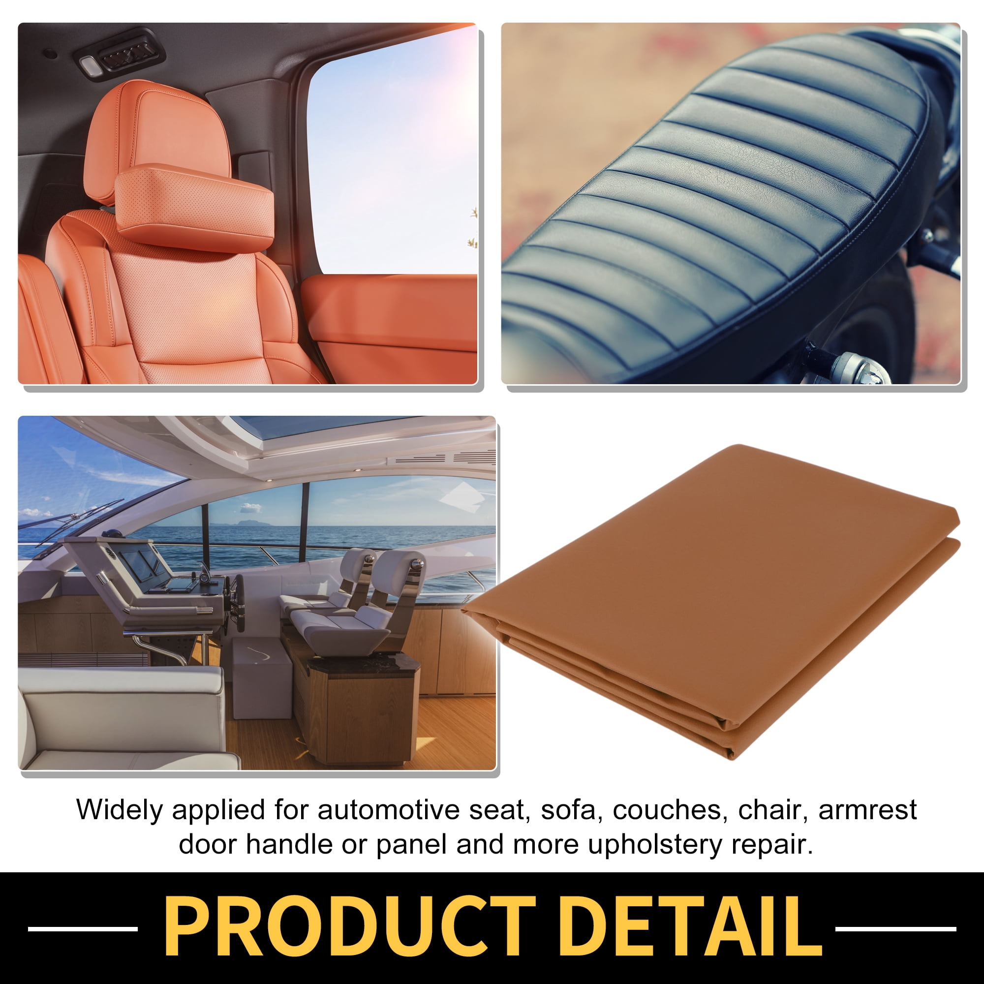 Unique Bargains Leather Fabric Upholstery Leather Repair Patch 182x137cm for Automotive Car Boat Seat Sofa Couches Chair Interior Trim DIY Brown 1 Pc