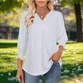 thumbnail image 6 of Miluxas Women's 3/4 Sleeve V Neck T Shirts Ruffle Sleeve Summer Casual Tops White XL(XL), 6 of 9