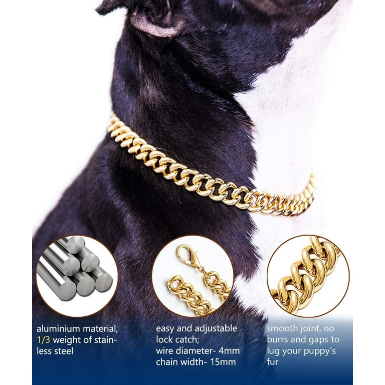 Gold Chain Dog Collar 15mm Cute Dog Collar Pet Gold Necklace Bulldog Light Metal Puppy Jewelry 14 Chain Puppy Costume Walmart