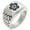 Silver, variant on Stainless Steel Saito I Samurai Crest Geometric Pattern Step-Down Biker Style Polished Ring