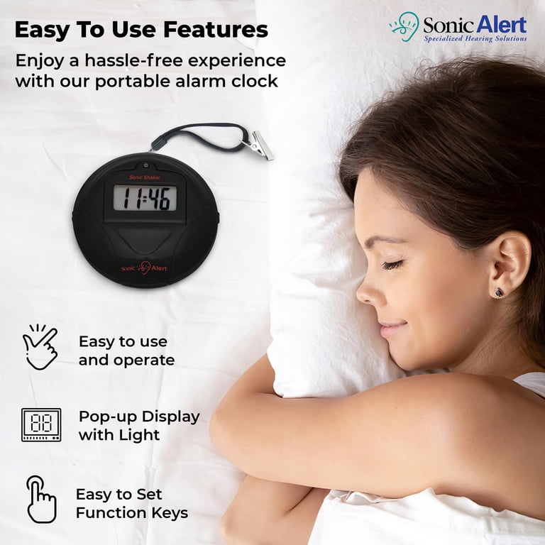 Sonic Alert Vibrating Shaker - Super Loud Portable Digital Alarm