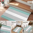 thumbnail image 5 of 2x3 Ft Entryway Area Rug, Turquoise Grey Stripe Kitchen Rug Runner Washable Floor Mat, Modern Art Horizontal Striped Non Slip Indoor Door Mat Throw Carpet for Bathroom Living Room Bedroom, 5 of 8