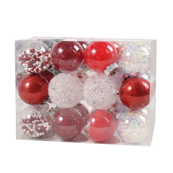 Hvmvliv Christmas Tree Ornaments (24pcs-6cm) Christmas Ball Ornaments Plastic Shatterproof Christmas Tree Decorations Electroplated Christmas Tree Hanging Balls Party Decorations Red