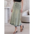 thumbnail image 4 of DARING DIVA Women's Wash Frayed Hem A Line Long Jean Skirt X-Small Faded Blue, 4 of 6