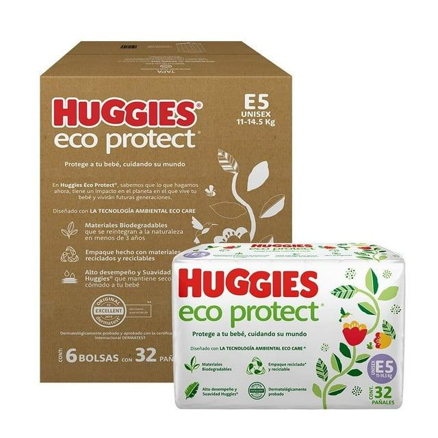 Pañal Huggies Eco Protect etapa 5 unisex 192 piezas