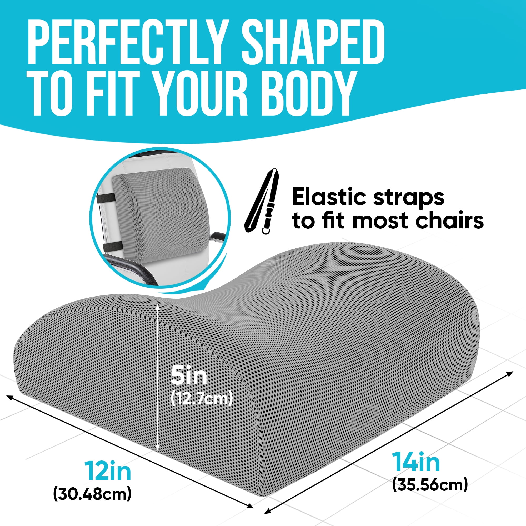 Fortem Seat Cushion Lumbar Support for Office Chair Car Wheelchair Memory Foam Pillow Washable Covers Grey Walmart