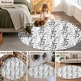 thumbnail image 5 of Round Rugs 3Ft, Black Grey Botanical Round Area Rug Washable Indoor Throw Carpet, Spring Floral Summer Farmhouse Small Non Slip Circle Rug for Bedroom Living Room Home Decor Aesthetic, 5 of 8